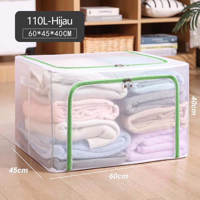 Storage Box Multifungsi Frame Baja Baju Penyimpanan tahan air 110L