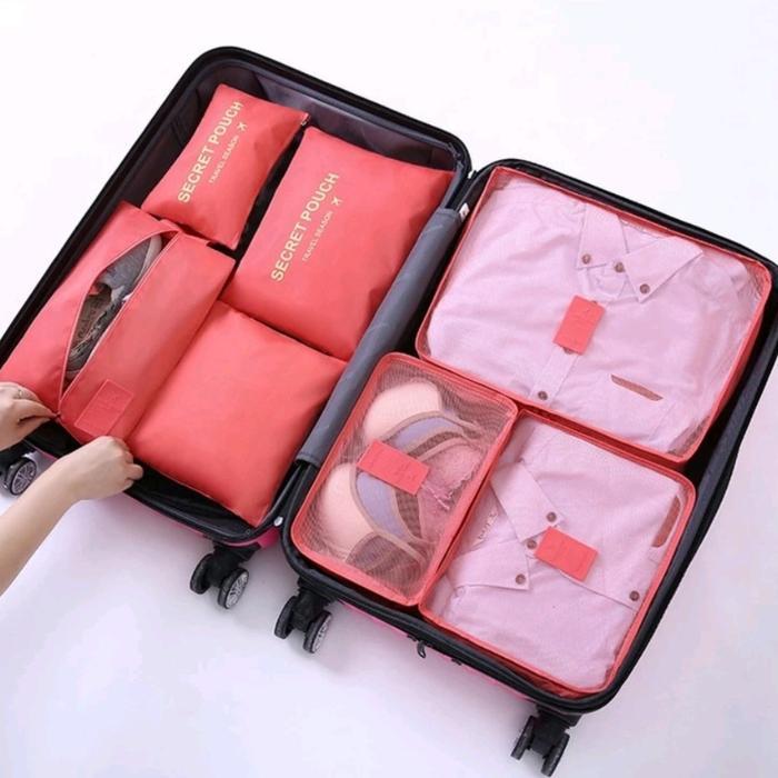 Travel bag laundry storage tas traveling secret pouch set multifungsi