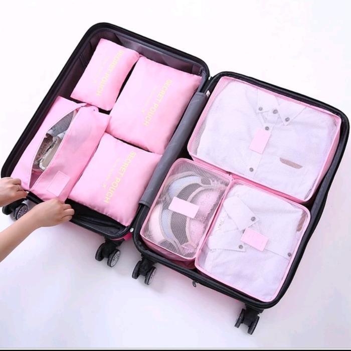 Travel bag laundry storage tas traveling secret pouch set multifungsi