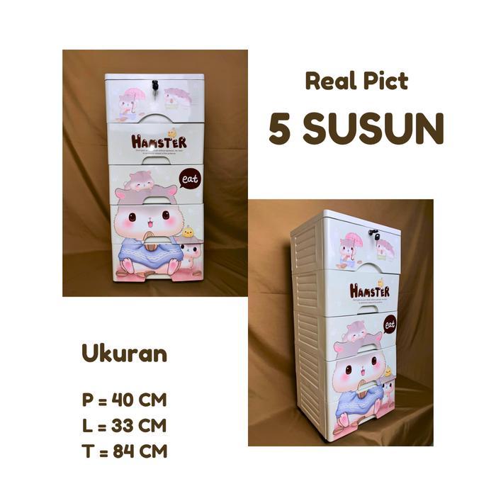 Lemari Plastik Susun Bear 4 Dan 5 Tingkat Tempat Penyimpanan Laci Multifungsi Lemari Pakaian Anak Ada Kunci Storage Box