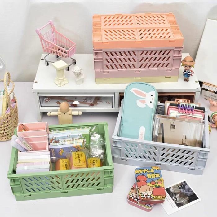 Box Keranjang Lipat Mini Kecil Perapih Meja ATK Storage Multifungsi